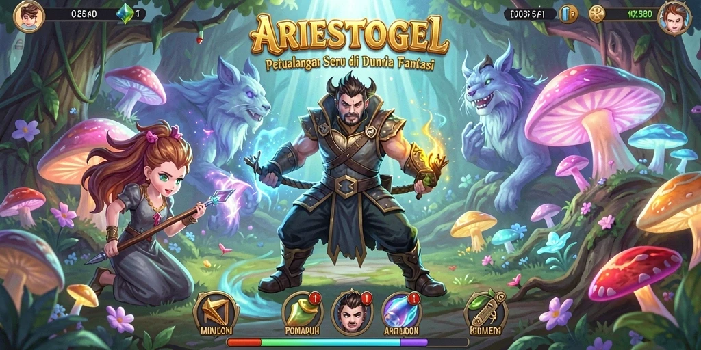 Tampilan gameplay seru ARIESTOGEL dengan karakter dan petualangan menakjubkan.