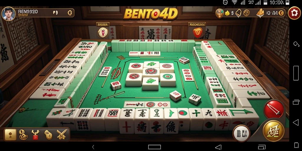 Tampilan gameplay BENTO4D dengan papan Mahjong yang menarik dan menantang.