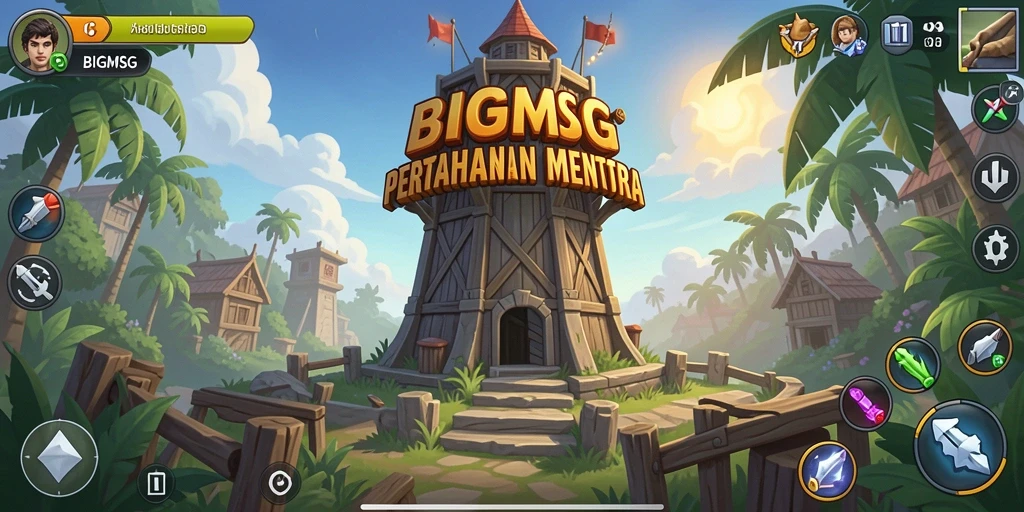 Screenshot dari gameplay BIGMSG menampilkan aksi Tower Defense yang mendebarkan.