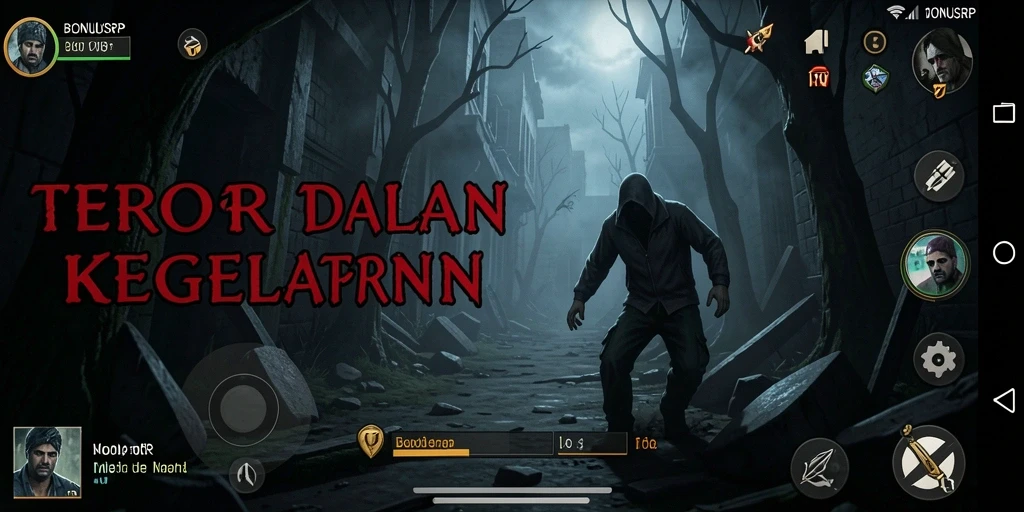 Screenshot menampilkan gameplay menegangkan di dunia kegelapan.