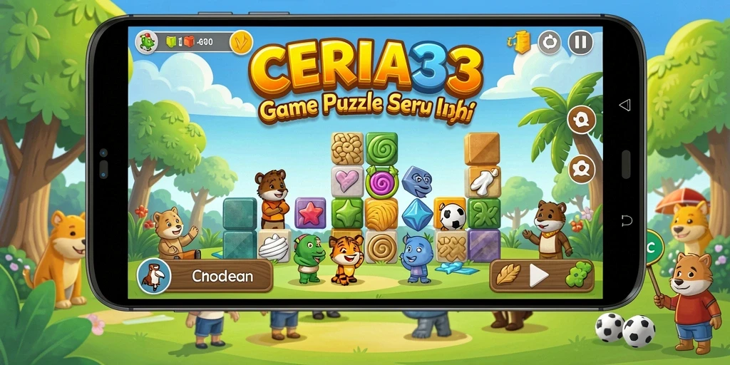 Screenshot gameplay menunjukkan level-level menantang dari CERIA33.