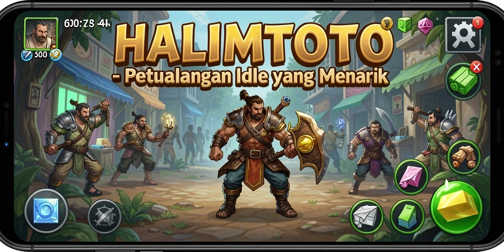 Screenshot gameplay HALIMTOTO menunjukkan tindakan seru dalam permainan Idle.