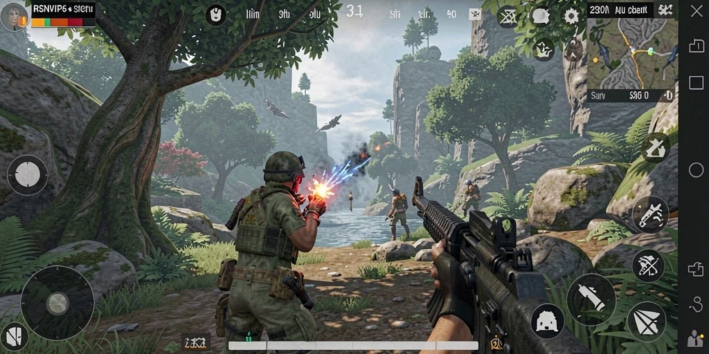 Tangkapan layar gameplay RSNVIP6 yang menegangkan dalam aksi TPS.